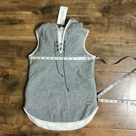 Mira Rae Gray Indian Inspired vest lined with faux fur, full zip, size 10/11 - Picture 9 of 11